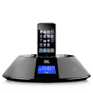JBL On Time 200P - Black - AM/FM clock radio and loudspeaker dock for your iPod and iPhone - Front